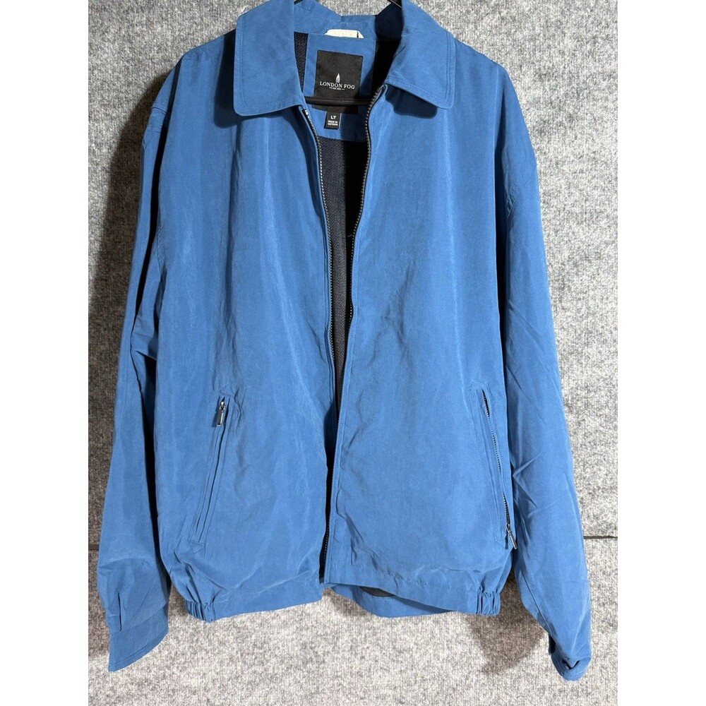 London Fog Men’s XLT Teal Blue Full‑Zip Golf Windbreaker Harrington Jacket